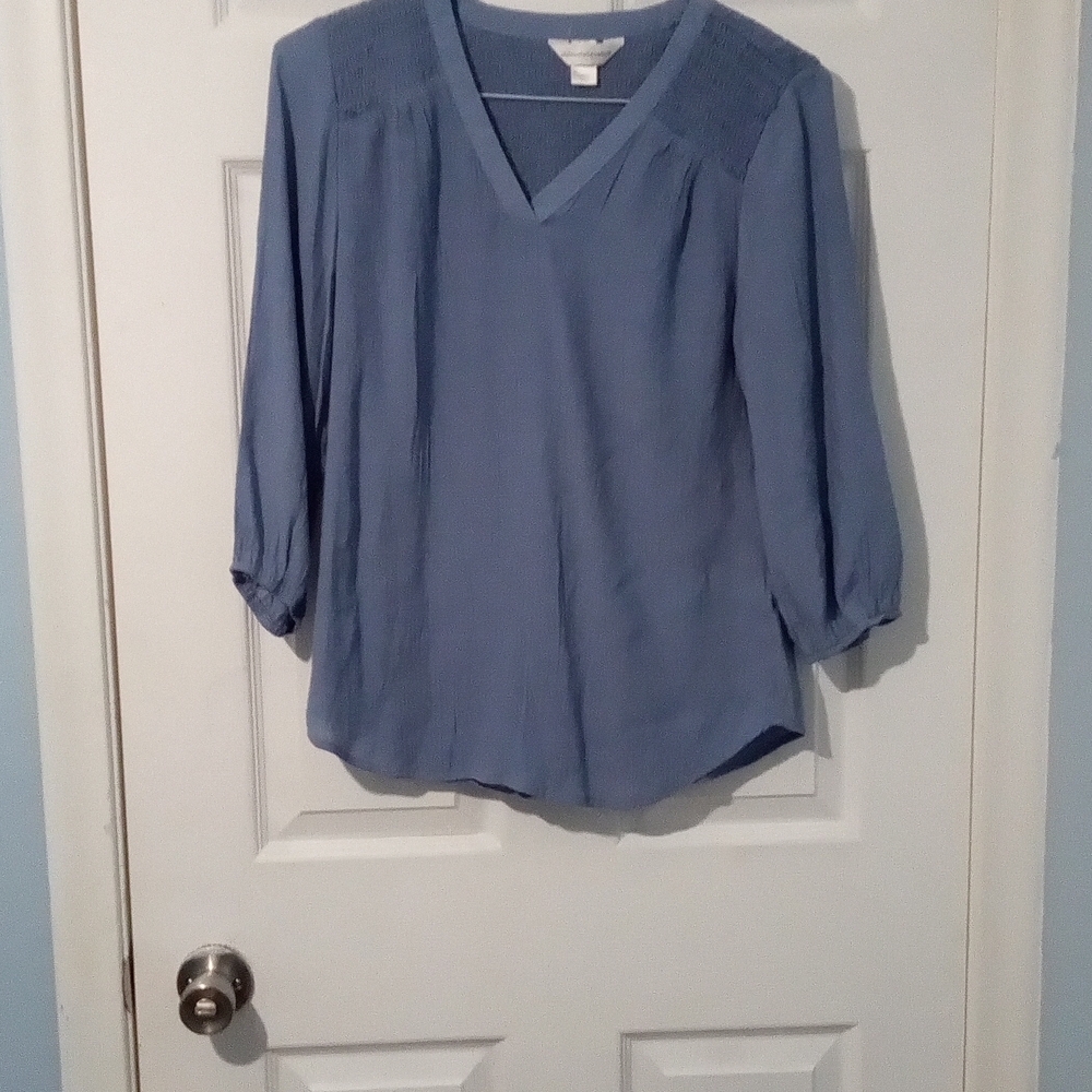 Christopher & Banks Blue V-Neck Blouse